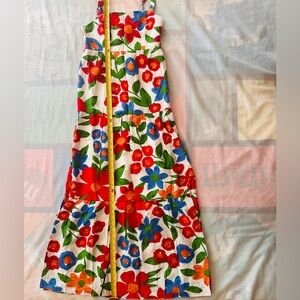 Skies Are Blue Floral Dress with Red, Blue, and Orange.